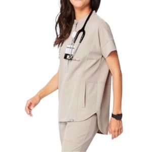 FIGS Manila Scrub Top Scrubs Boulder Khaki Rare Limited Edition
